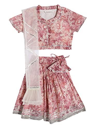 readiprint fashions straight style cotton fabric mauve color lehenga choli with dupatta-(7-8y)