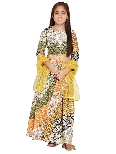 readiprint fashions straight style cotton fabric multi color lehenga choli with dupatta (6-7y)
