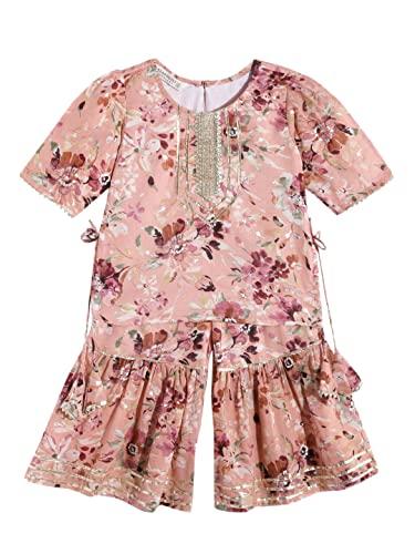 readiprint fashions straight style cotton fabric peach kurta set-(8-9y)