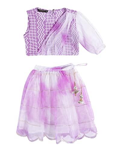 readiprint fashions straight style organza fabric mauve color choli with lehenga -(8-9y)