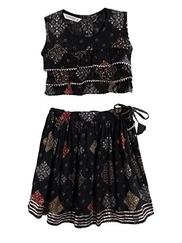 readiprint fashions straight style rayon fabric black color lehenga choli -(6-7y)