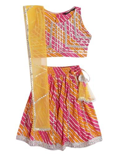 readiprint fashions straight style yellow color cotton fabric choli with lehenga and dupatta-(2-3y)