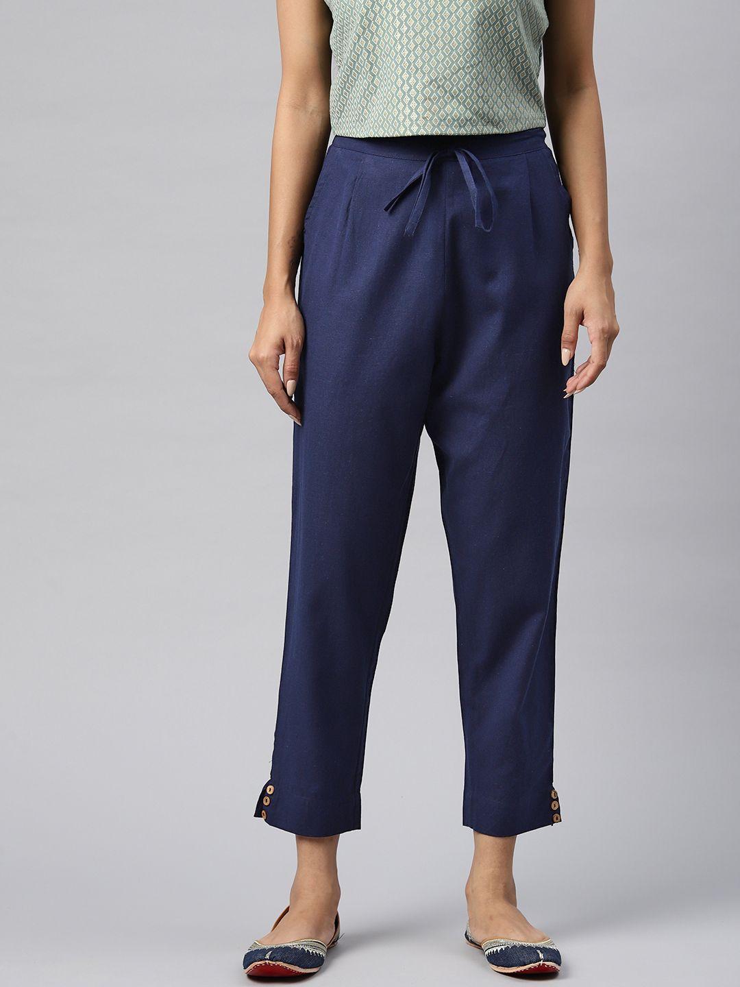 readiprint fashions tapered fit high-rise pleated ethnic trousers