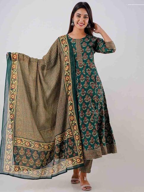 readiprint fashions teal printed kurta with pant & dupatta