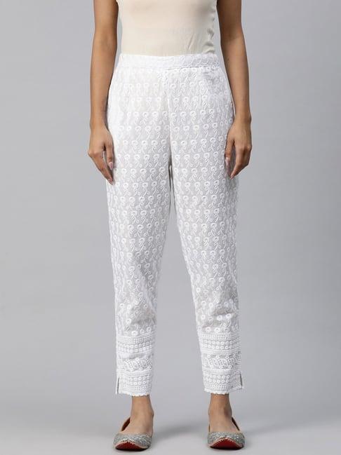 readiprint fashions white cotton embroidered pants