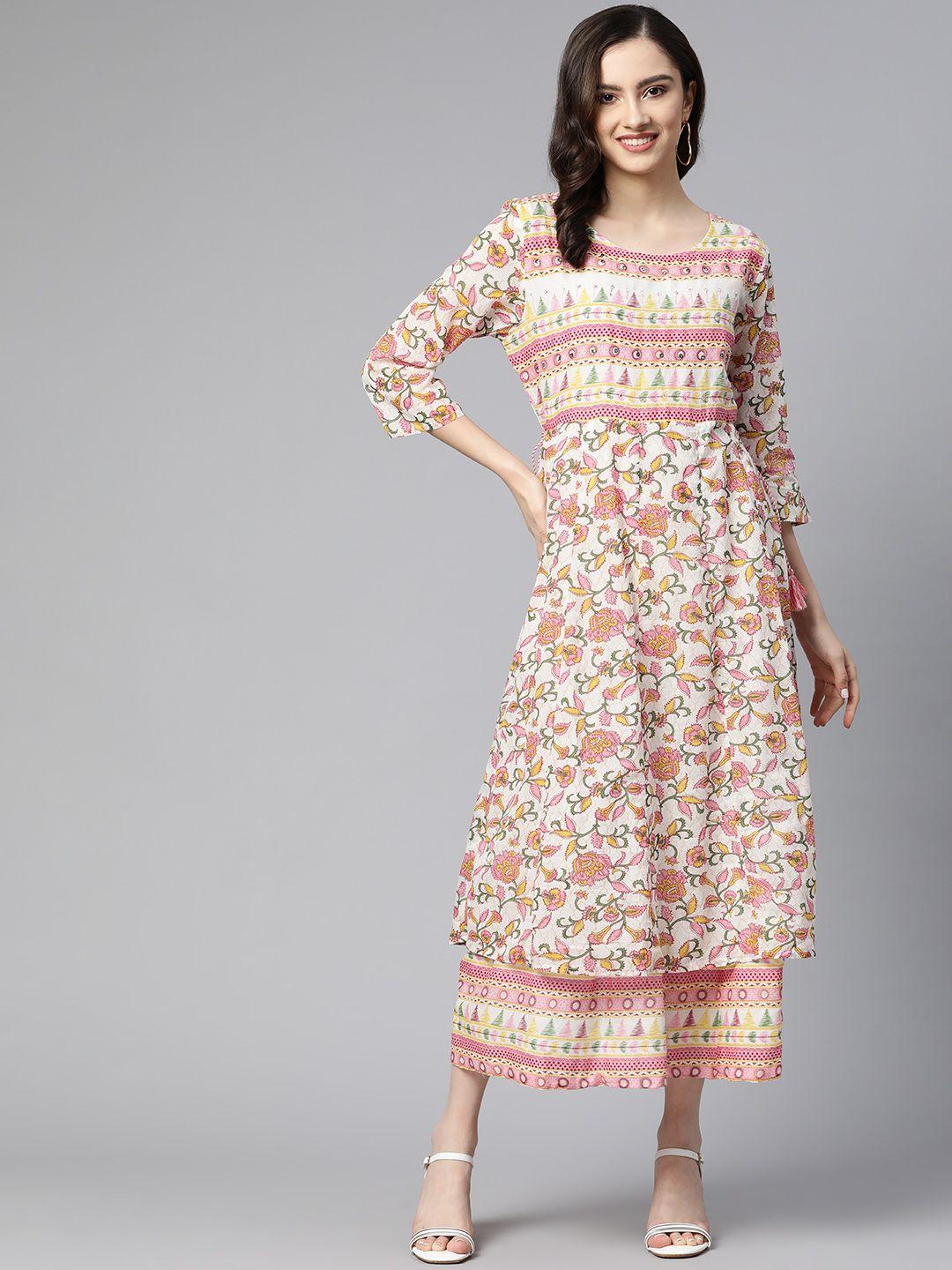 readiprint fashions white floral ethnic maxi dress