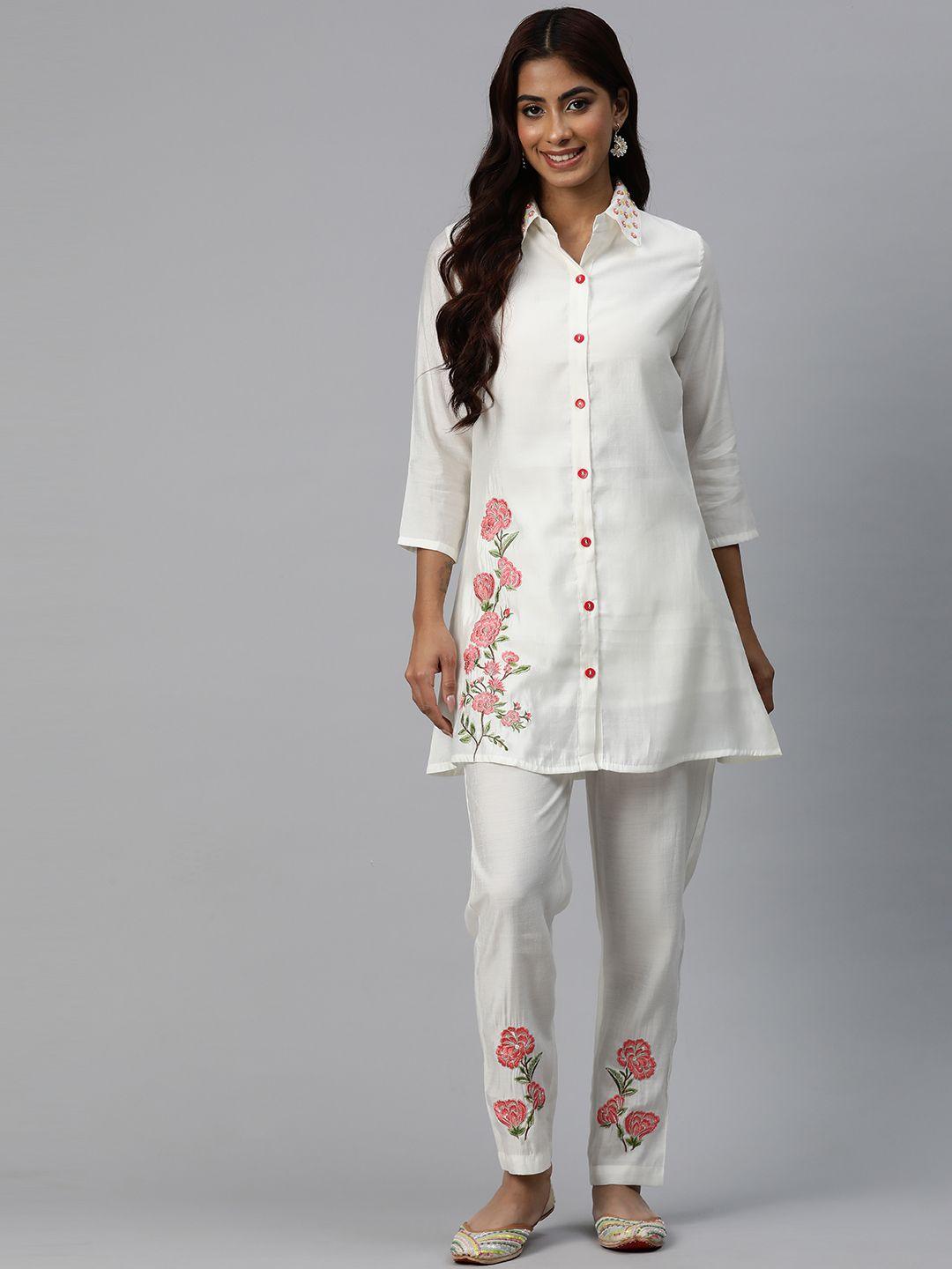 readiprint fashions women embroidered pure silk co-ords