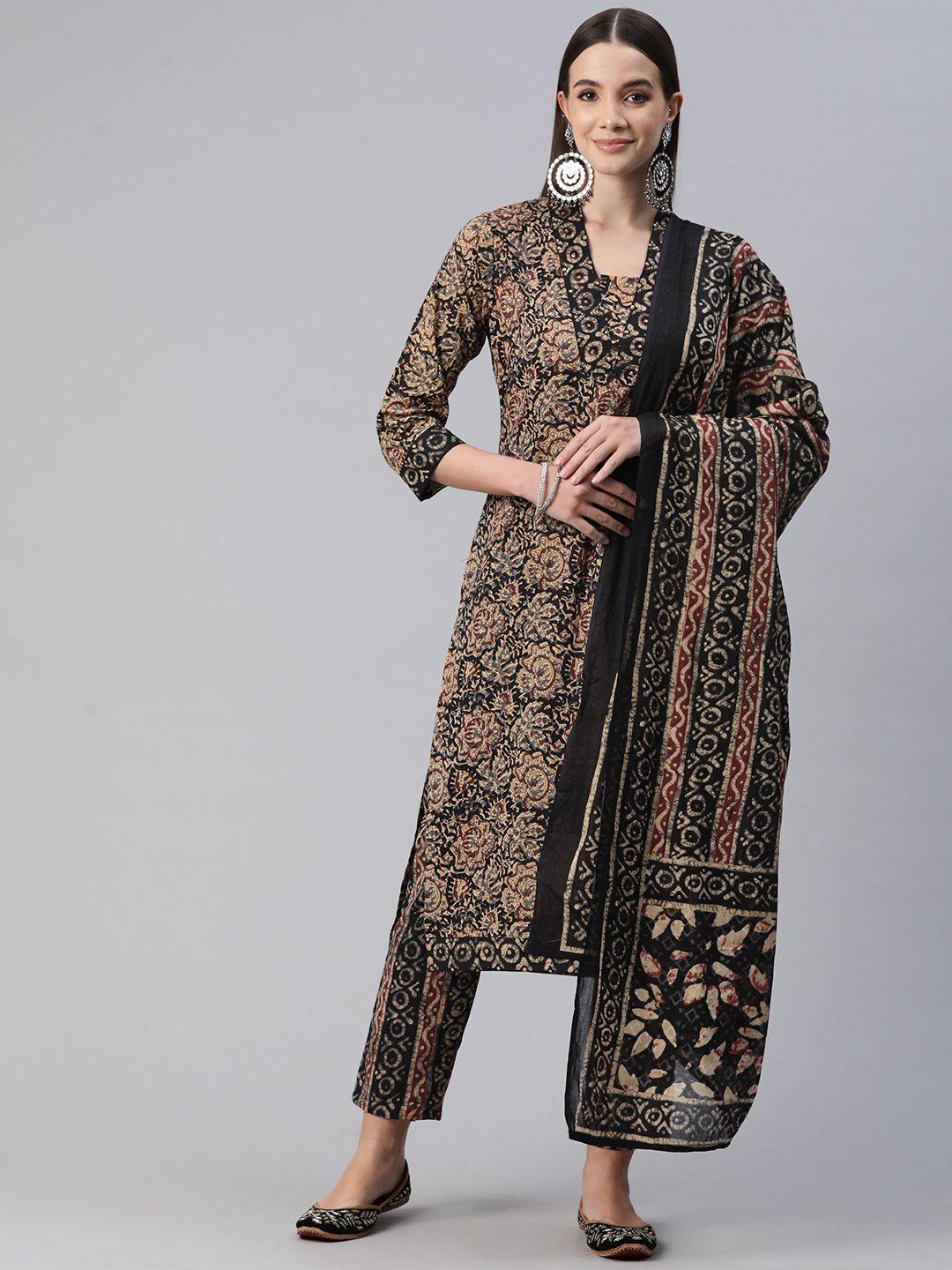 readiprint fashions women ethnic motifs printed beaded kurta with trousers & with dupatta