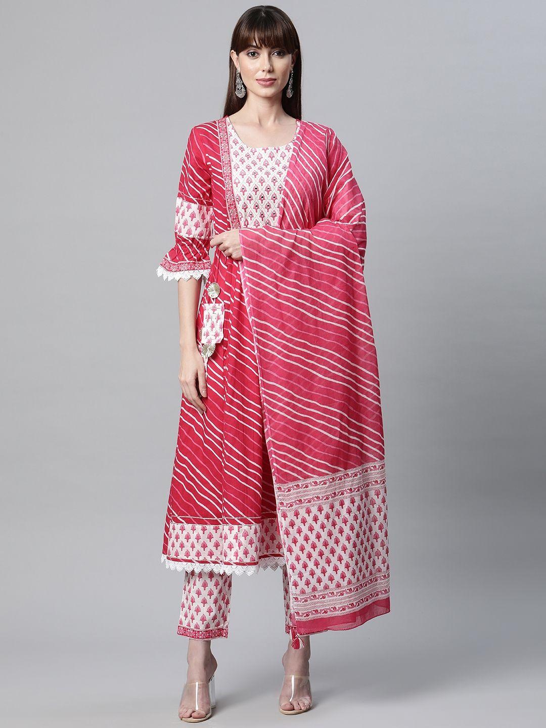 readiprint fashions women ethnic motifs printed pure cotton kurta with trousers & dupatta