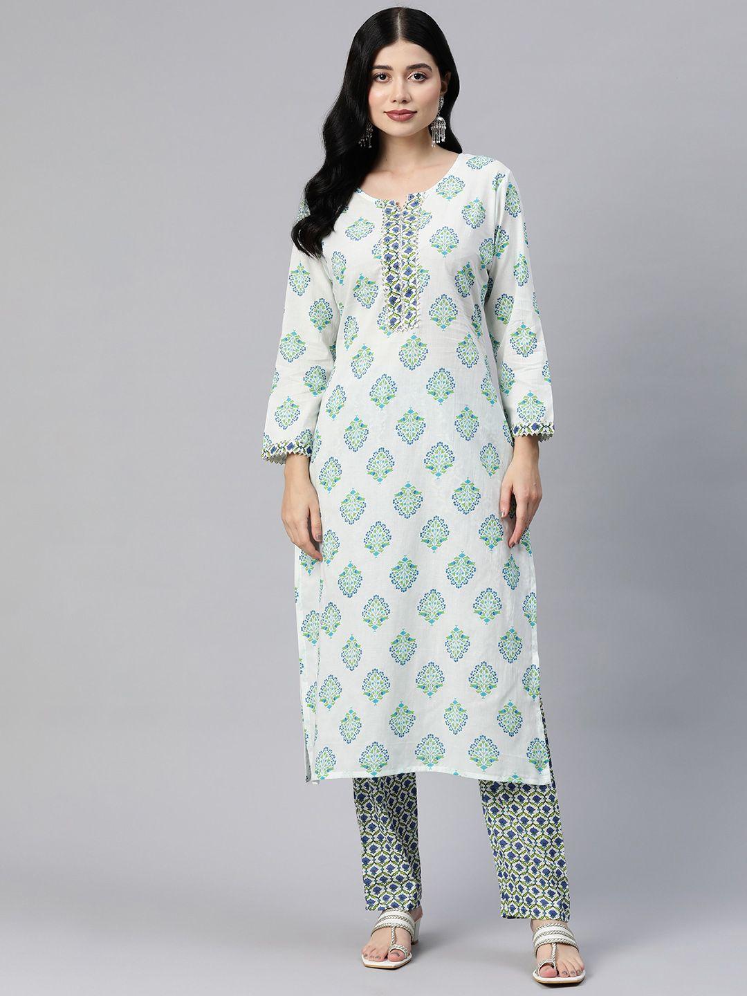 readiprint fashions women ethnic motifs printed regular gotta pure cotton kurta set