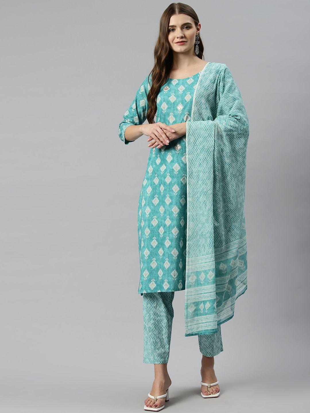 readiprint fashions women ethnic motifs printed regular kurta with trousers & with dupatta