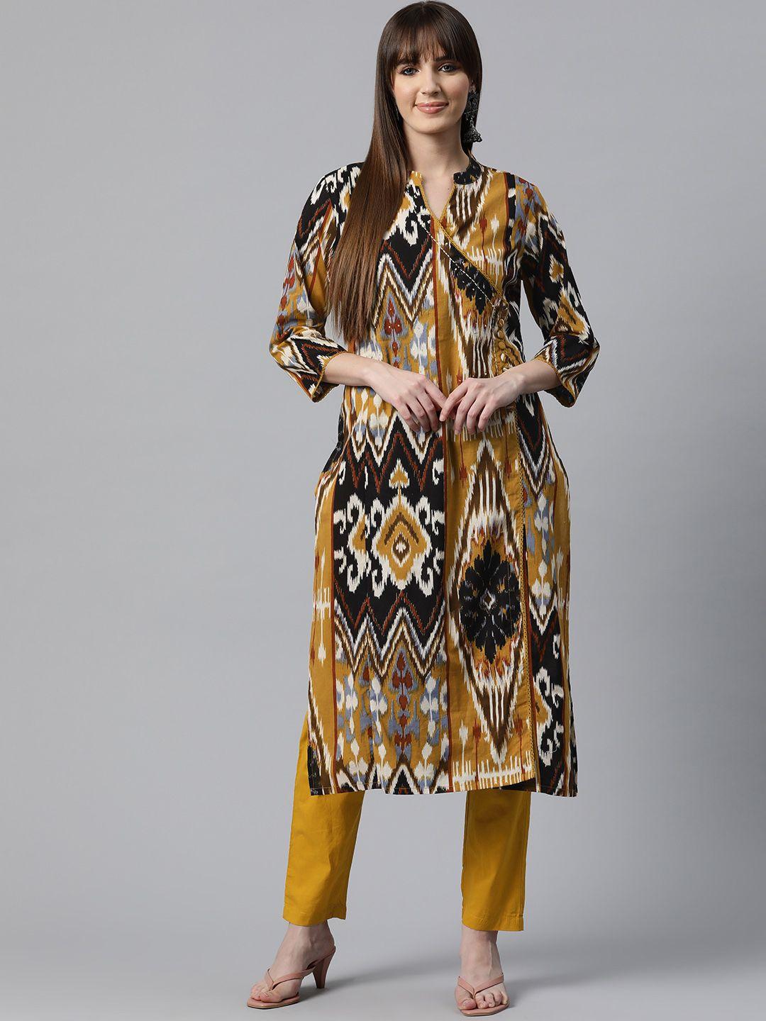 readiprint fashions women ethnic motifs printed regular pure cotton kurta with trousers