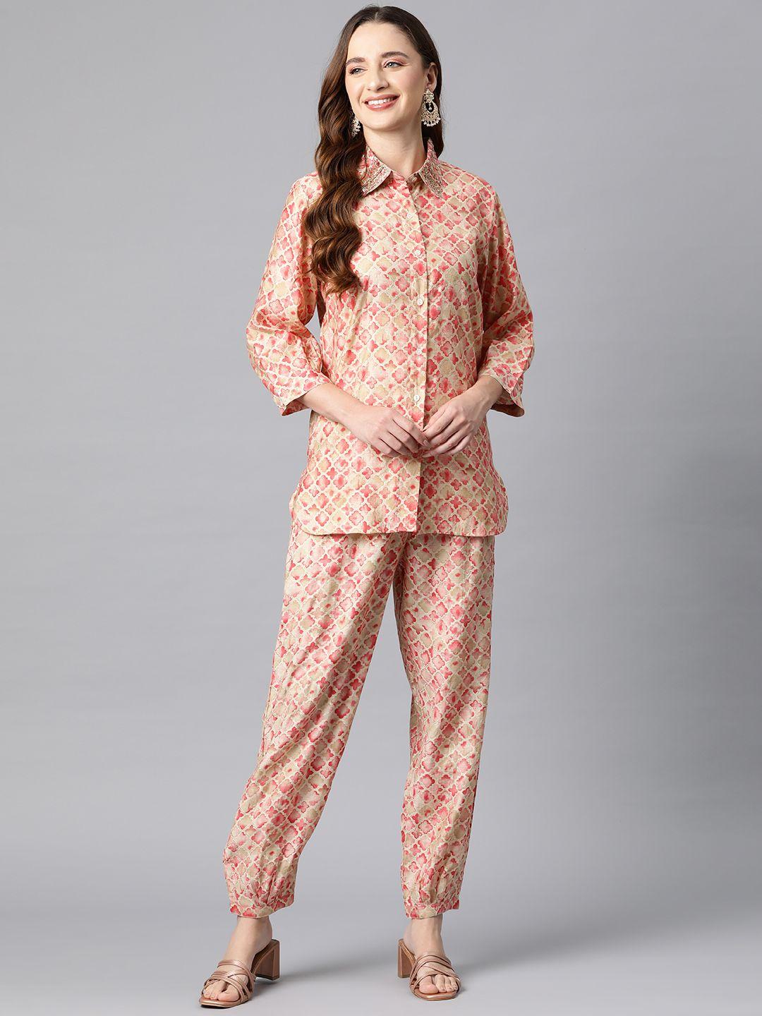 readiprint fashions women ethnic printed shirt & trouser co-ord set