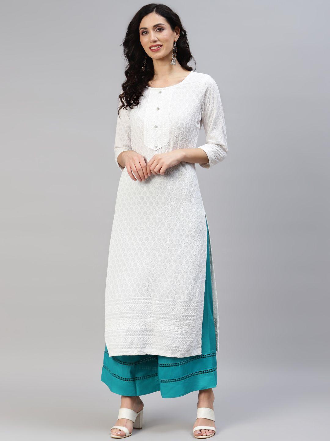 readiprint fashions women floral embroidered chikankari kurta