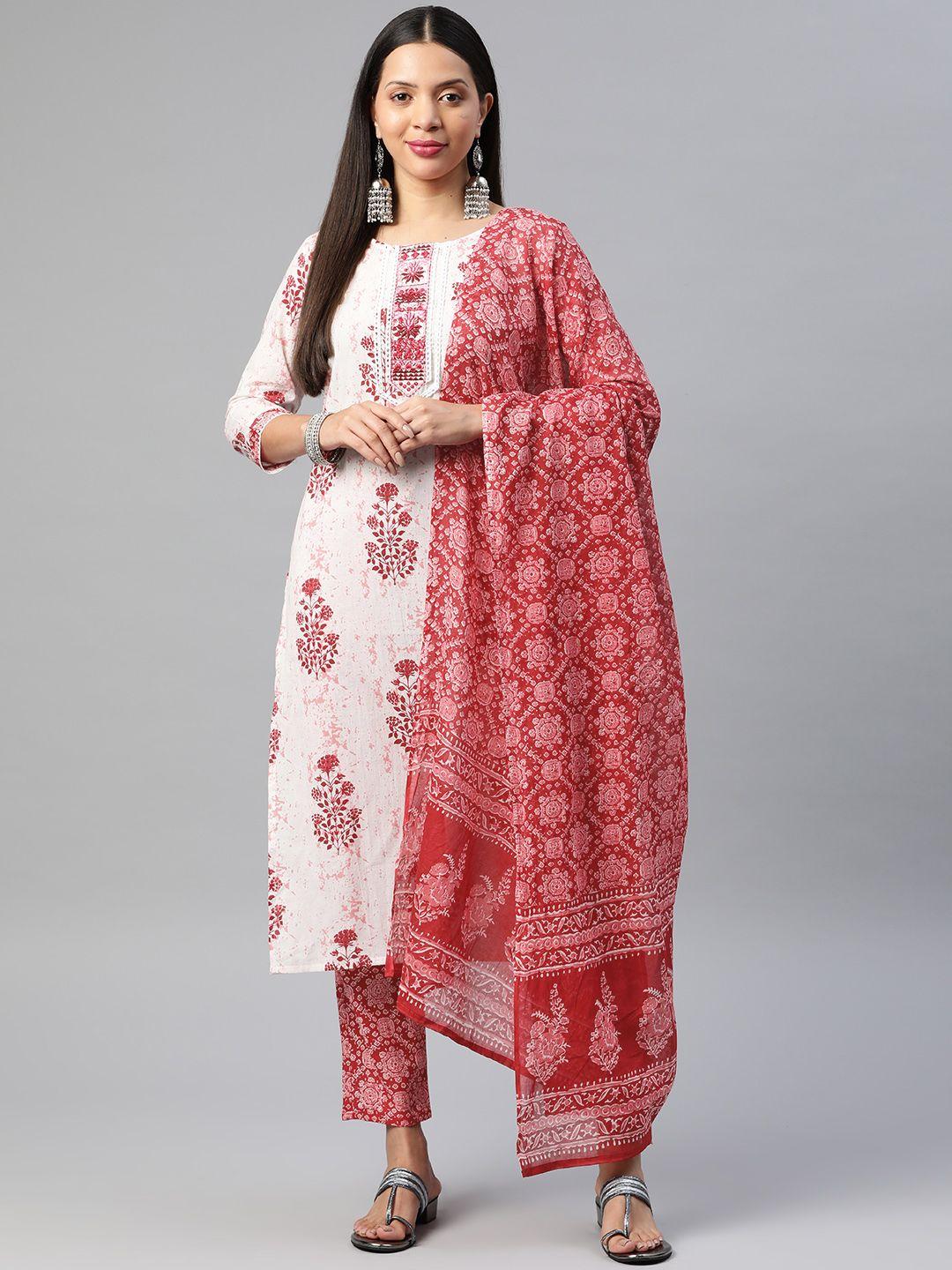 readiprint fashions women floral kurti with pyjamas & dupatta