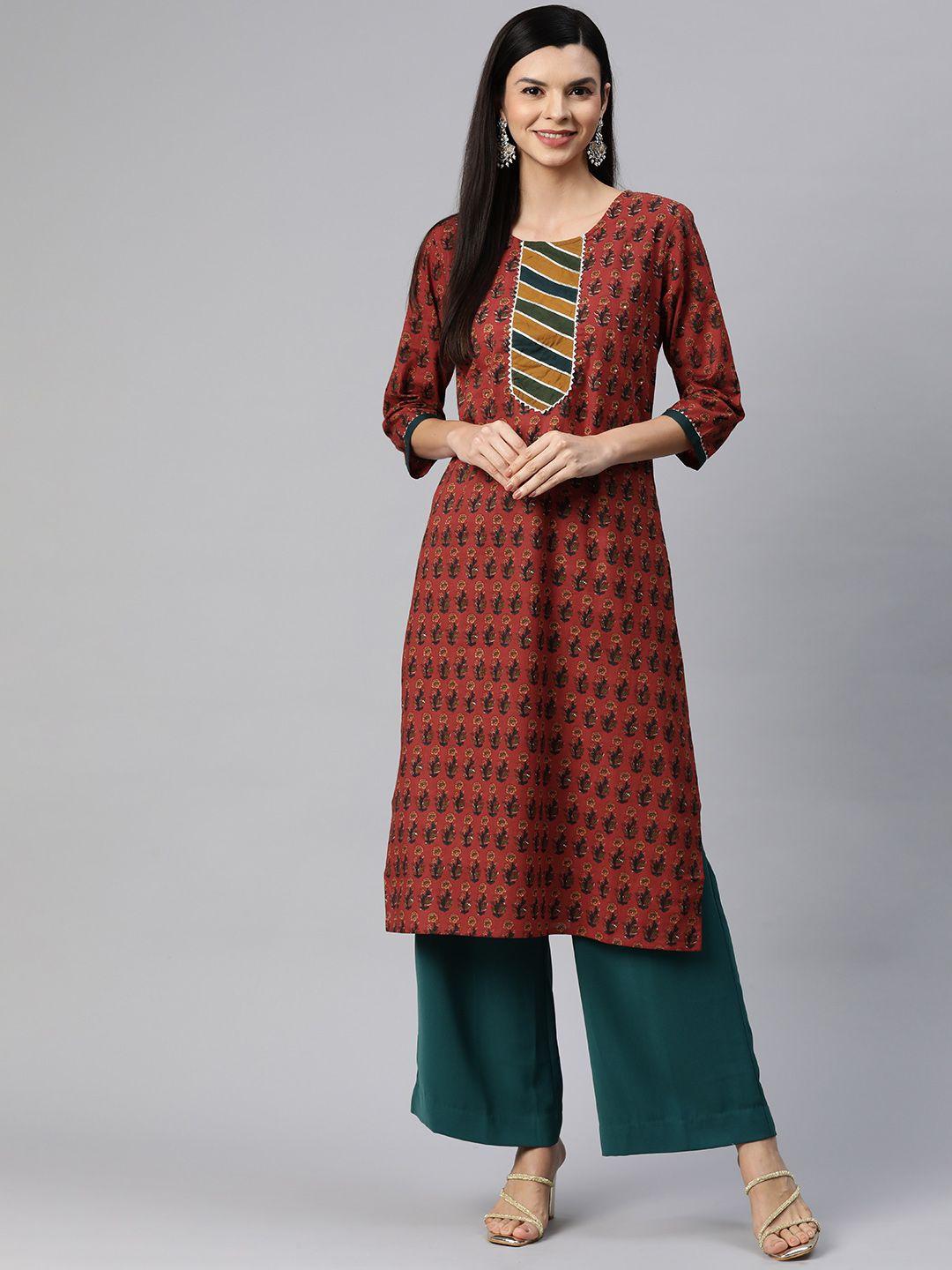 readiprint fashions women floral printed gotta patti cotton kurta