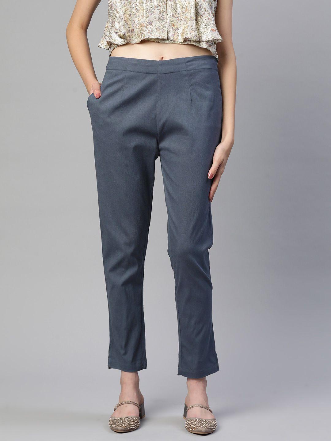 readiprint fashions women grey solid regular trousers