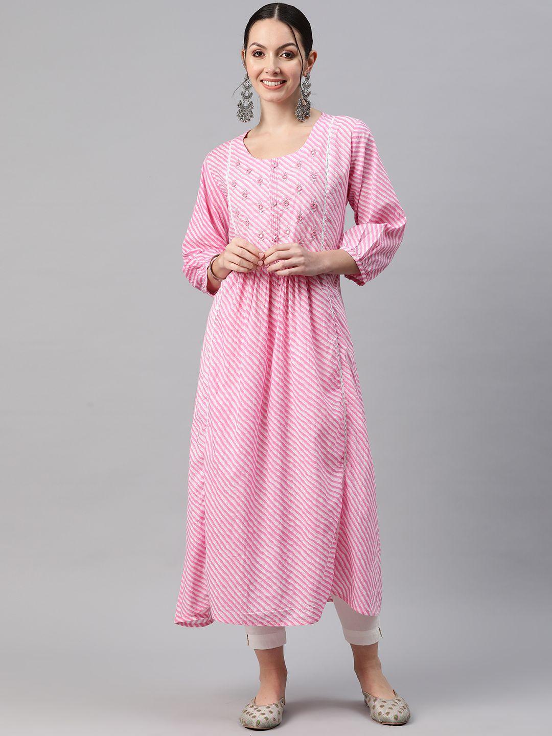 readiprint fashions women leheriya printed thread work anarkali kurta