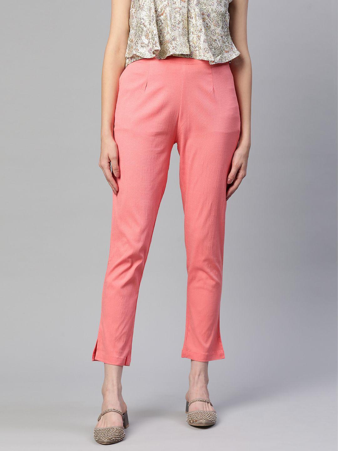 readiprint fashions women pink solid regular trousers