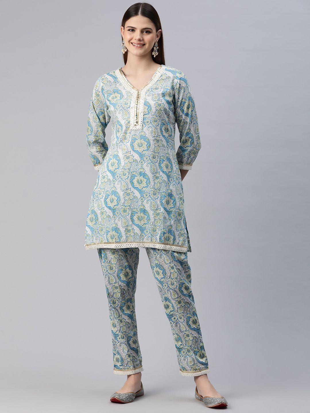 readiprint fashions women printed pure cotton ethnic co-ords set