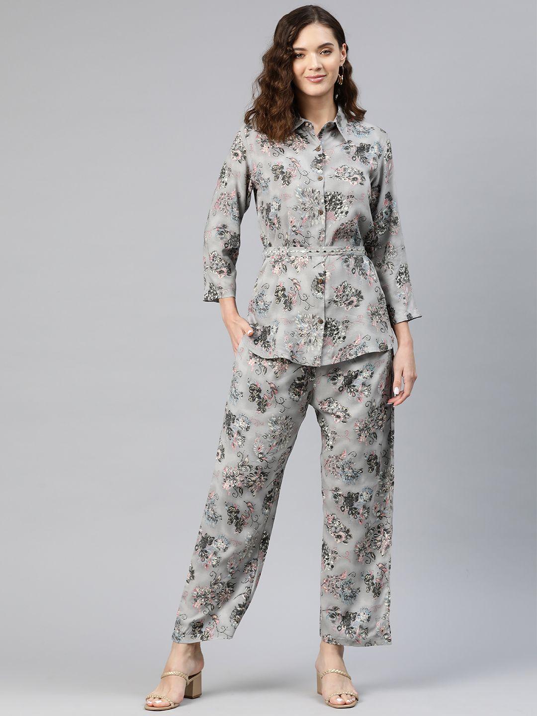 readiprint fashions women printed shirt with palazzos & belt