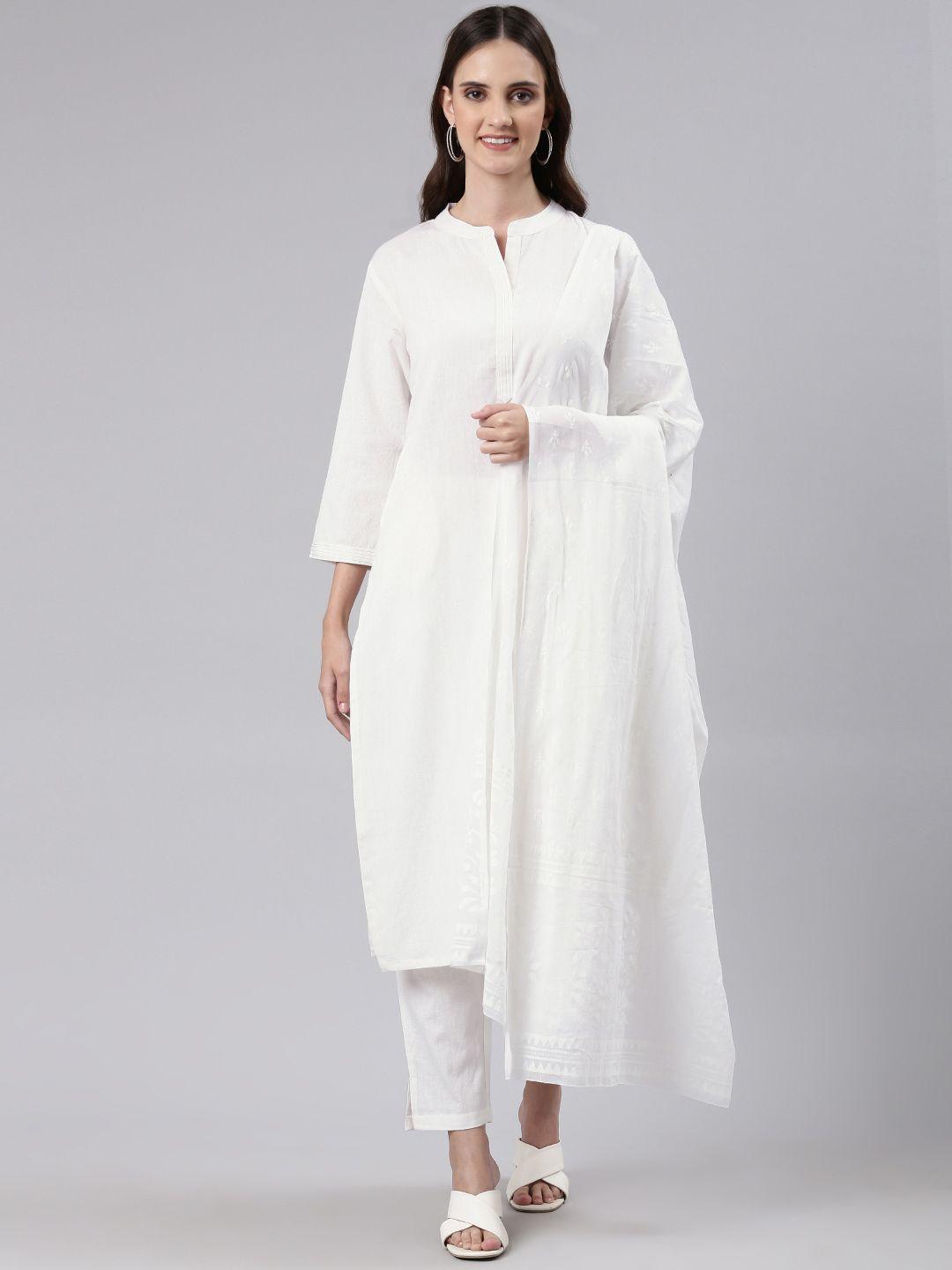readiprint fashions women pure cotton kurta with trousers & with dupatta