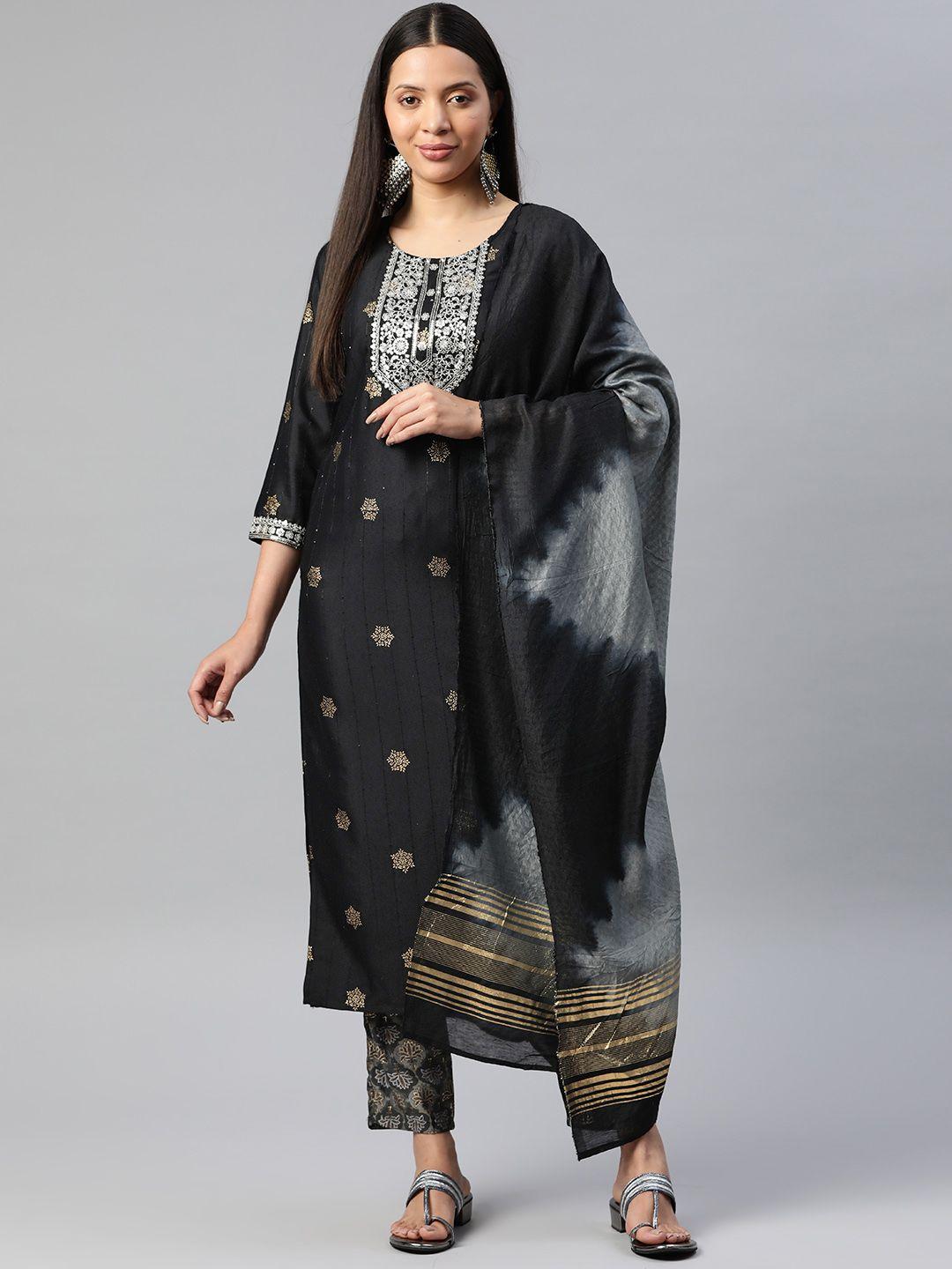 readiprint fashions women regular kurta with palazzos & dupatta