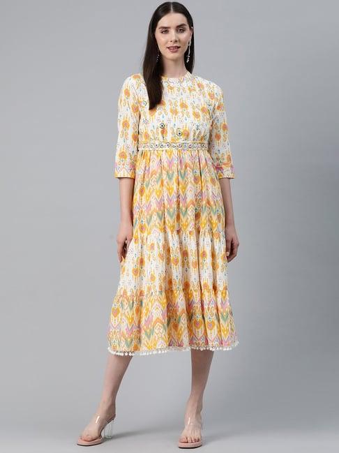 readiprint fashions yellow cotton printed a-line dress