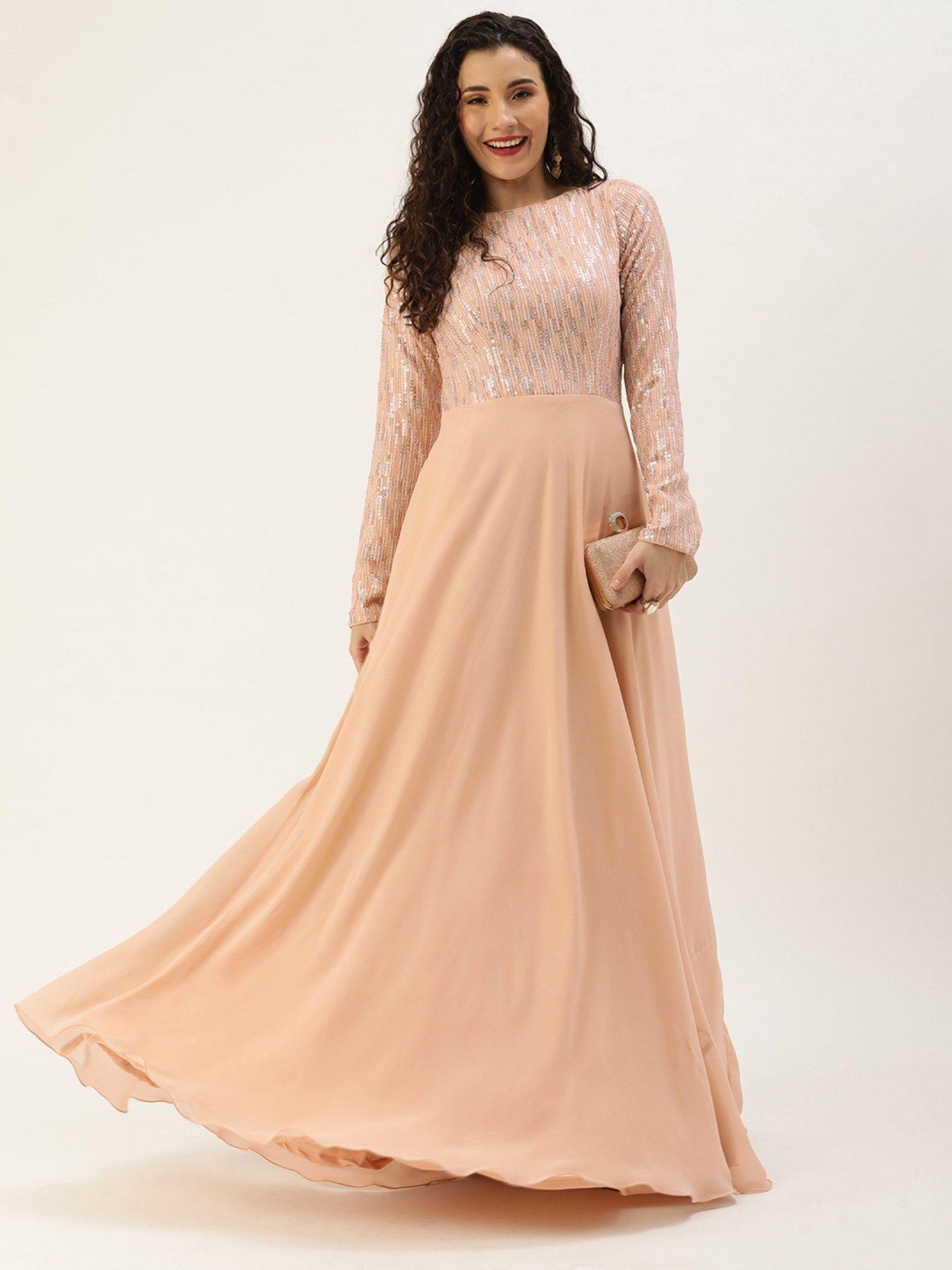 ready to wear dusty pale peach embroidered gown