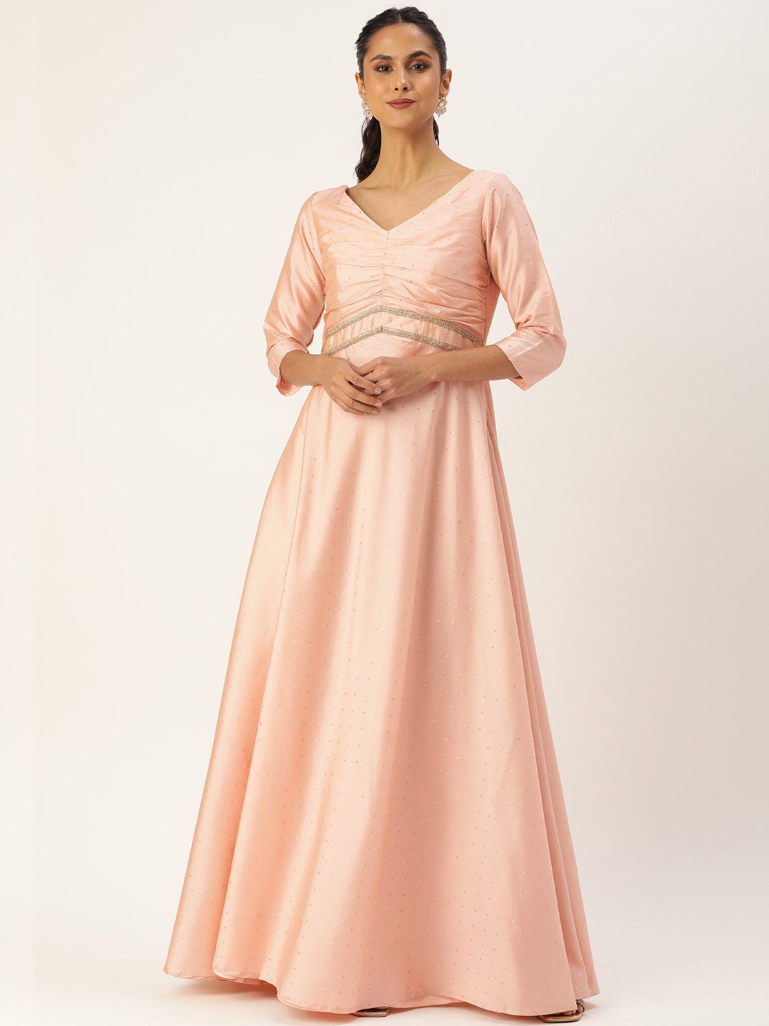 ready to wear peach art silk anarkali gown