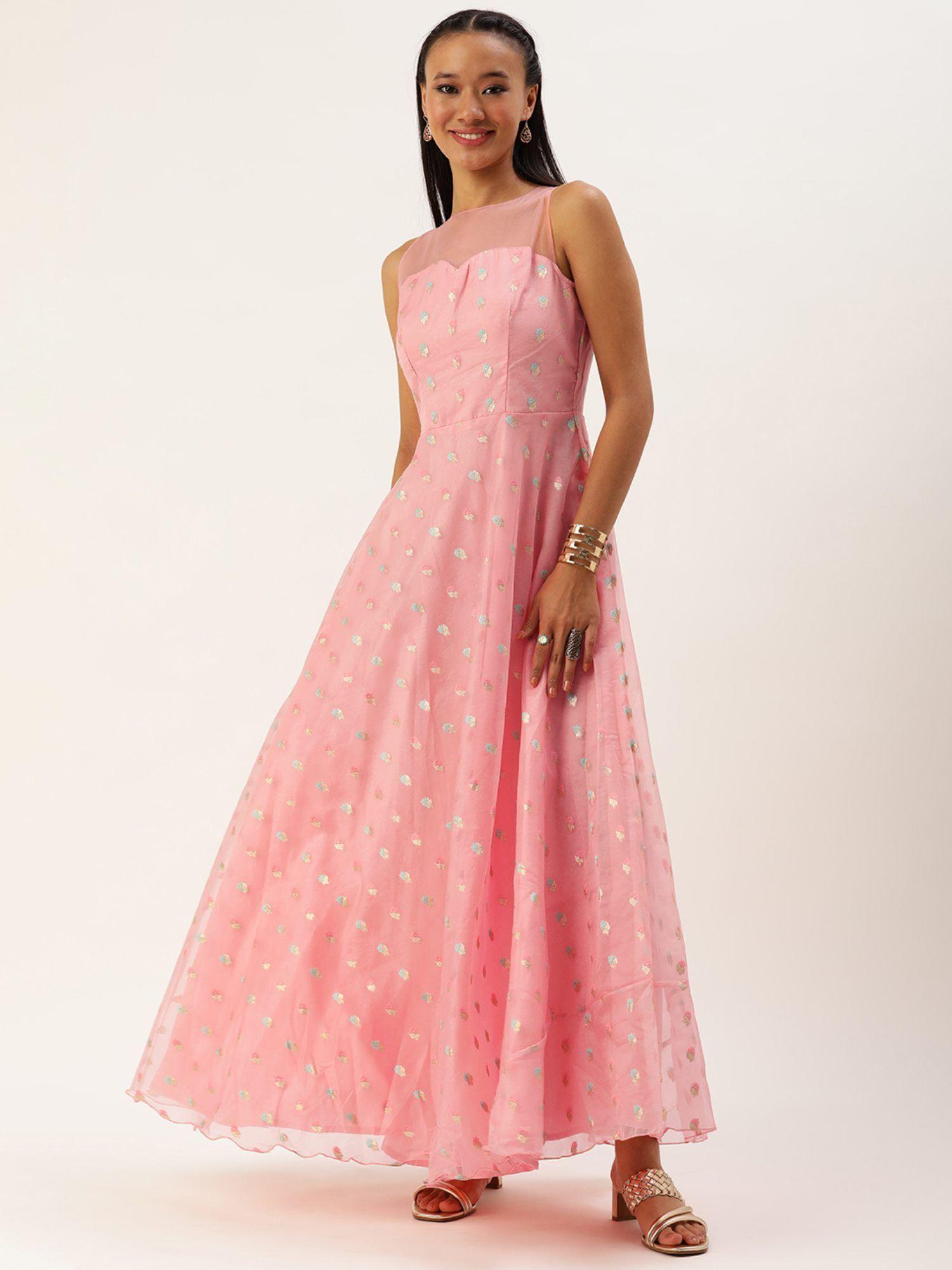 ready to wear pink organza jacquard dress