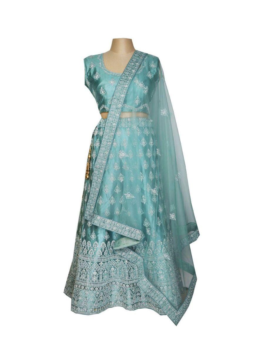 readymade embroidery blue lehenga choli- ekm - pid1474562