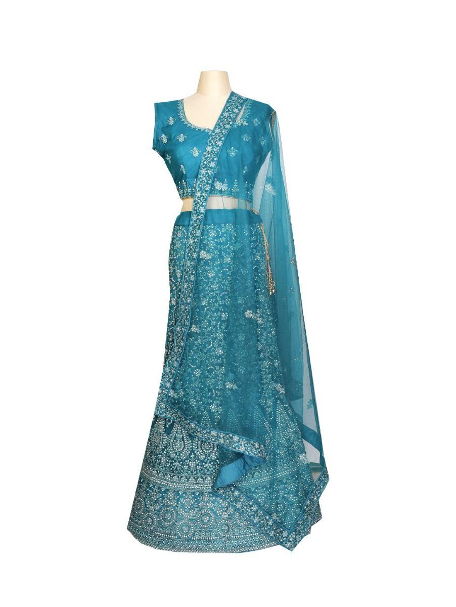 readymade embroidery blue lehenga choli- ekm - pid1474569