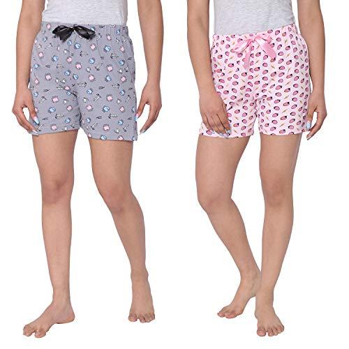real basics women's regular shorts (rb-w-shorts-s-p2-s2(sberry+coffee)_multi-coloured_s)