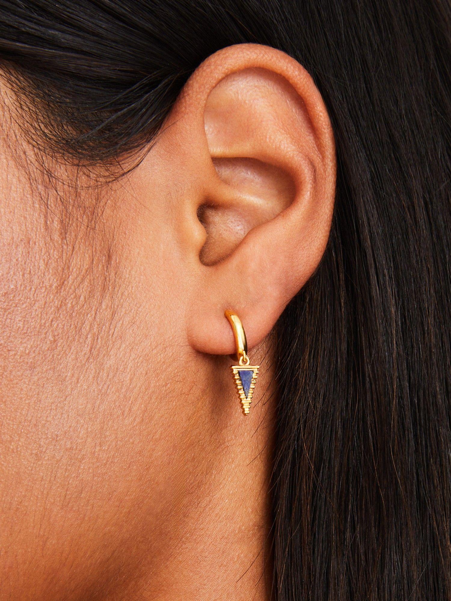 real gold plated triangle lapis hoops