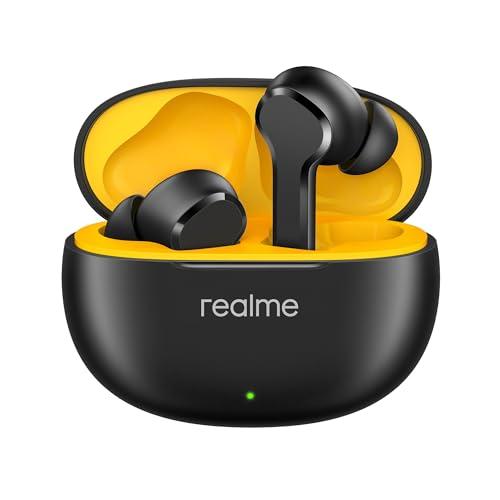 realme buds t110 with ai enc for calls, upto 38 hours of playback and fast charging bluetooth in ear headset (punk black, true wireless)