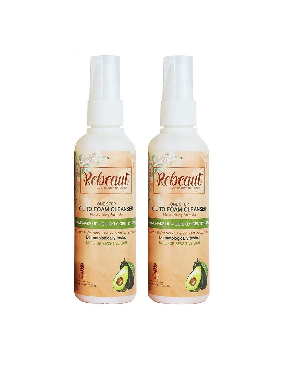 rebeaut set of 2 one step oil to foam cleanser makeup remover 180gm