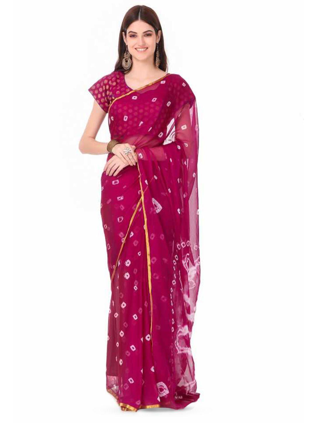 reboot fashions bandhani zari pure chiffon bandhani saree