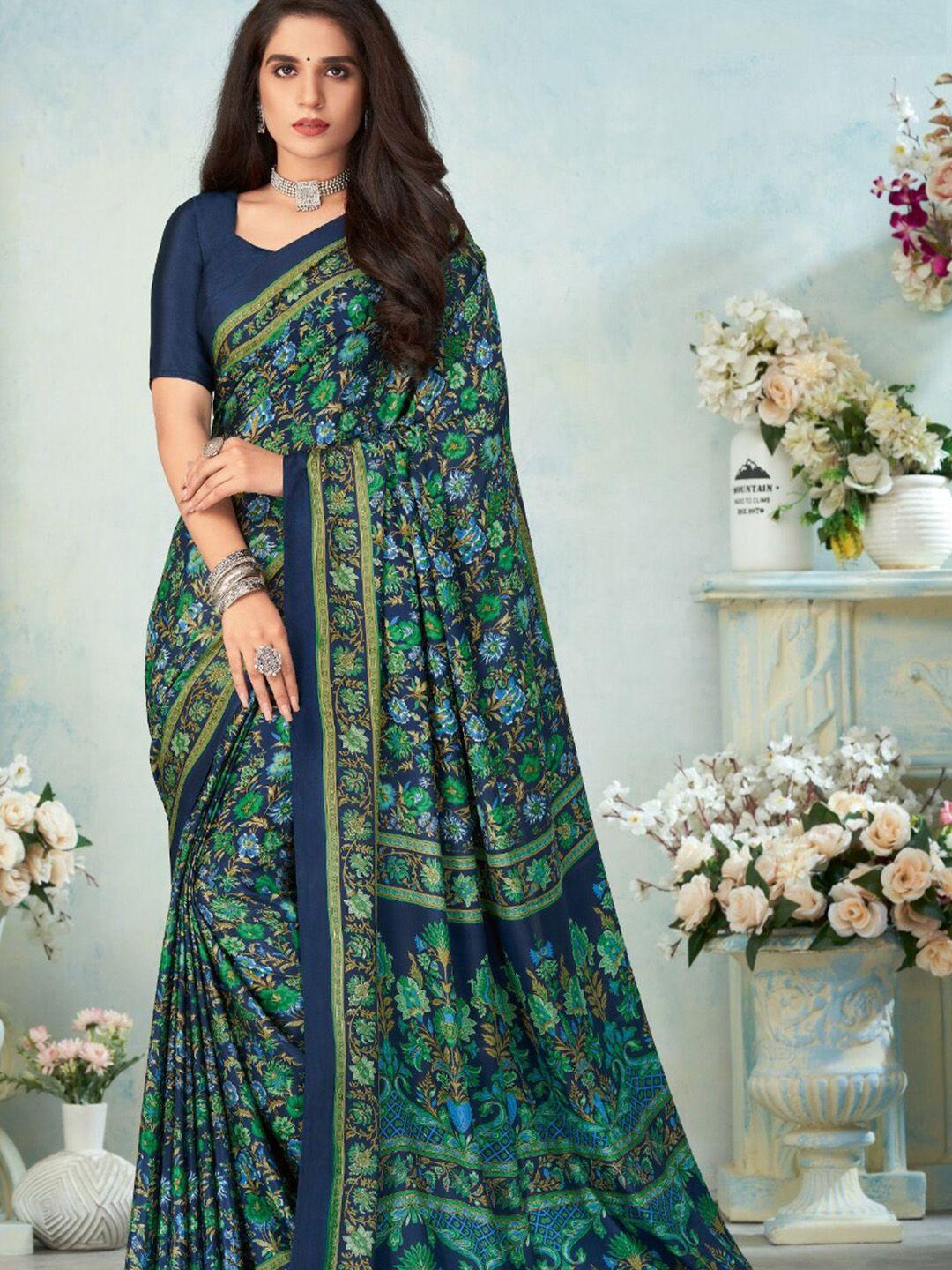 reboot fashions printed floral silk blend khadi saree