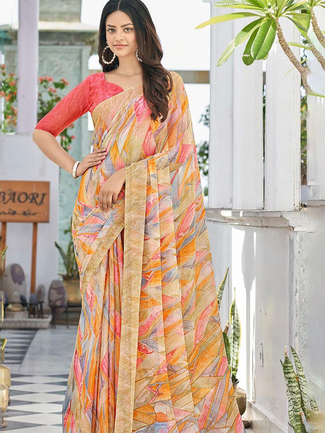 reboot fashions printed pure chiffon maheshwari saree