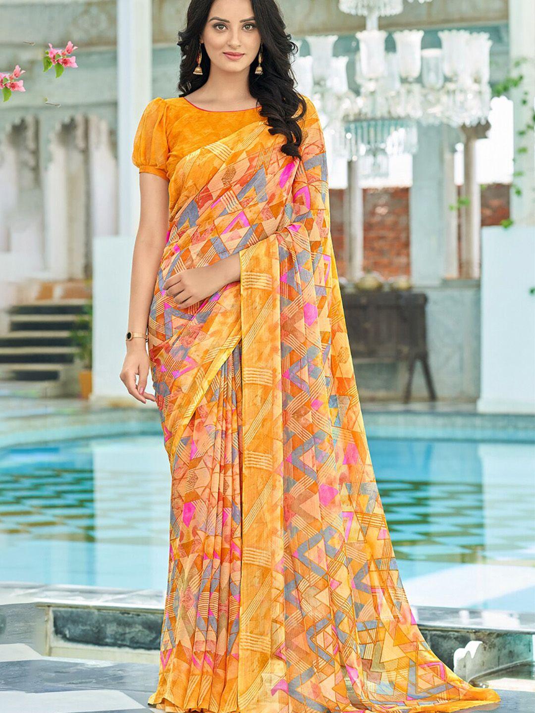 reboot fashions printed pure chiffon saree