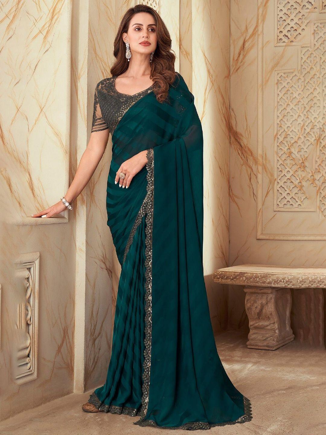 reboot fashions striped woven design embellished silk georgette maheshwari saree