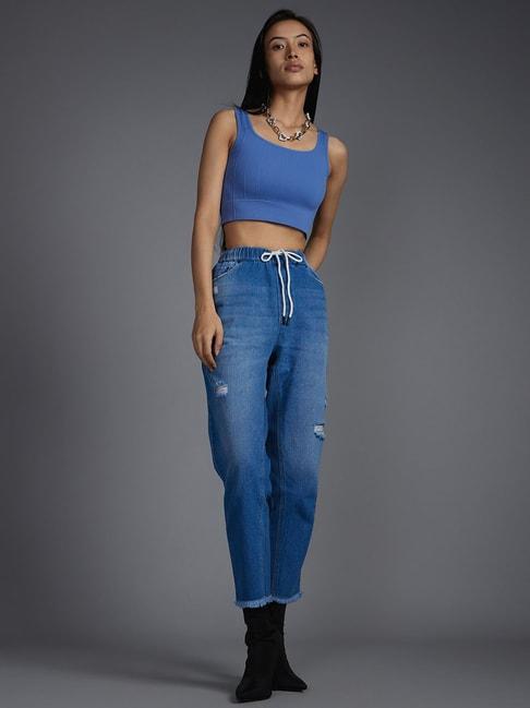 recap blue relaxed fit high rise jogger jeans