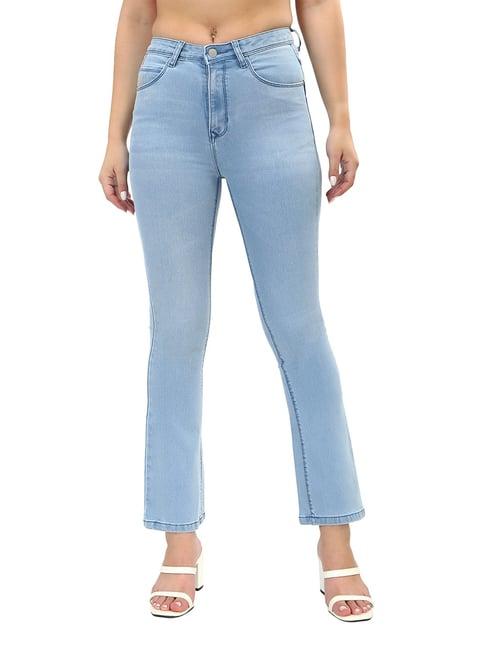 recap blue flared fit high rise jeans
