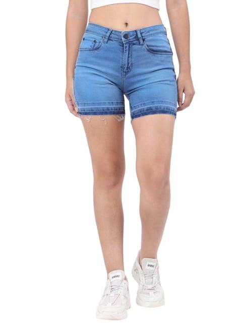 recap blue high rise shorts