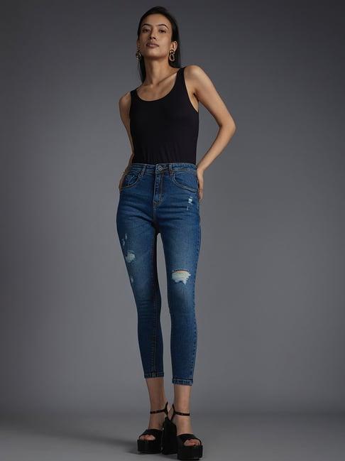 recap blue skinny fit high rise jeans