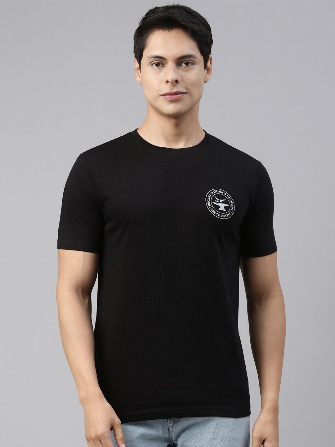 recast men black solid pure cotton t-shirt