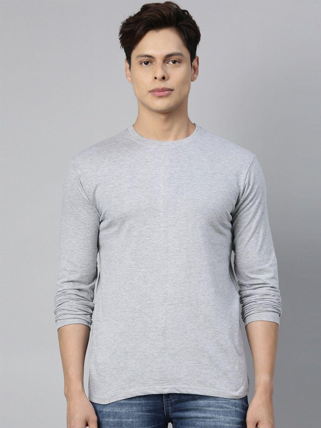 recast men grey solid regular fit t-shirt