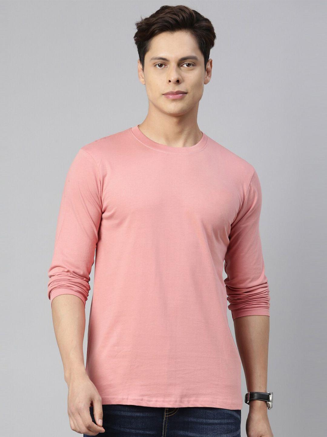 recast men pink solid pure cotton t-shirt