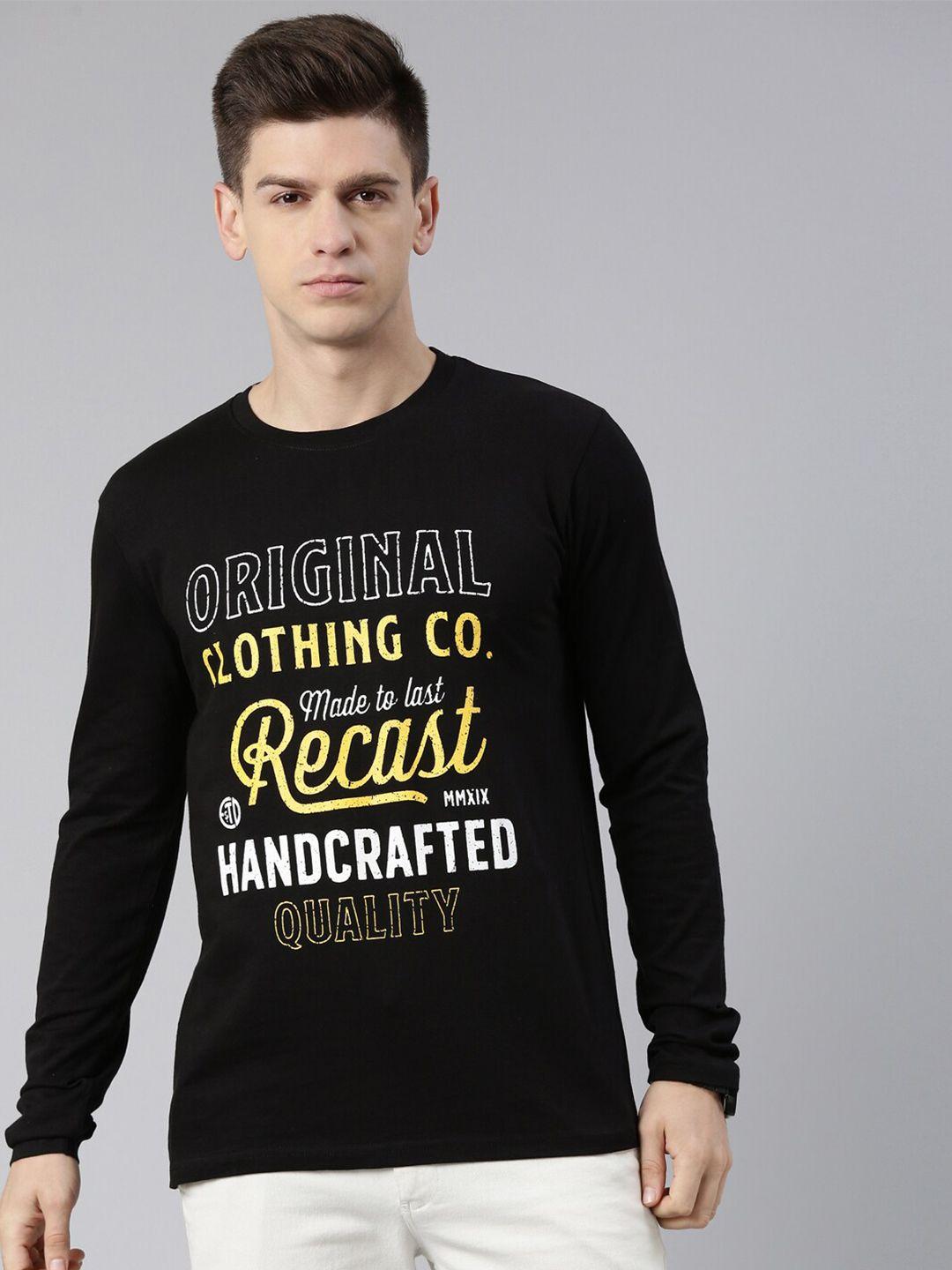 recast men black typography printed cotton t-shirt